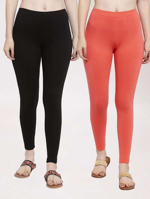 women pack of 2 solid leggings - 20300916 - Standard Image - 0