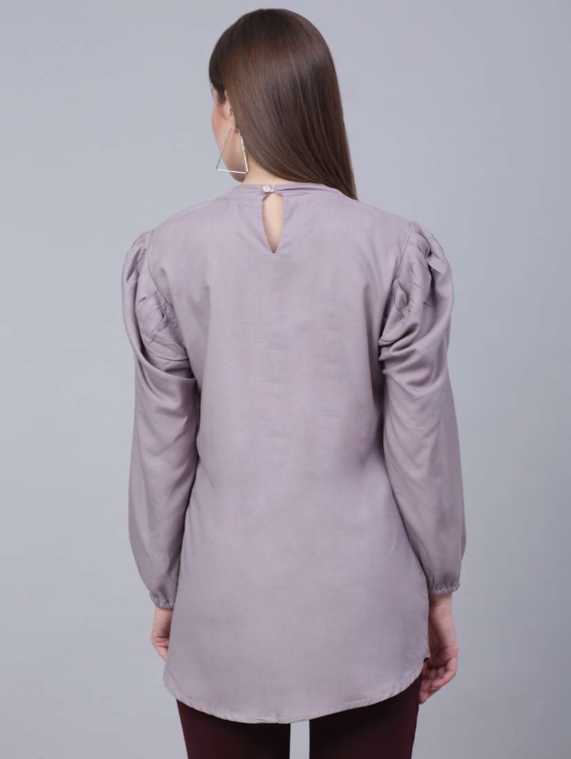 grey solid boxy top - 20301325 - Standard Image - 2