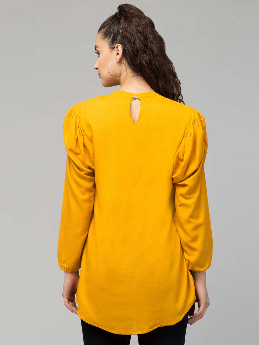 yellow solid boxy top - 20301326 - Standard Image - 2