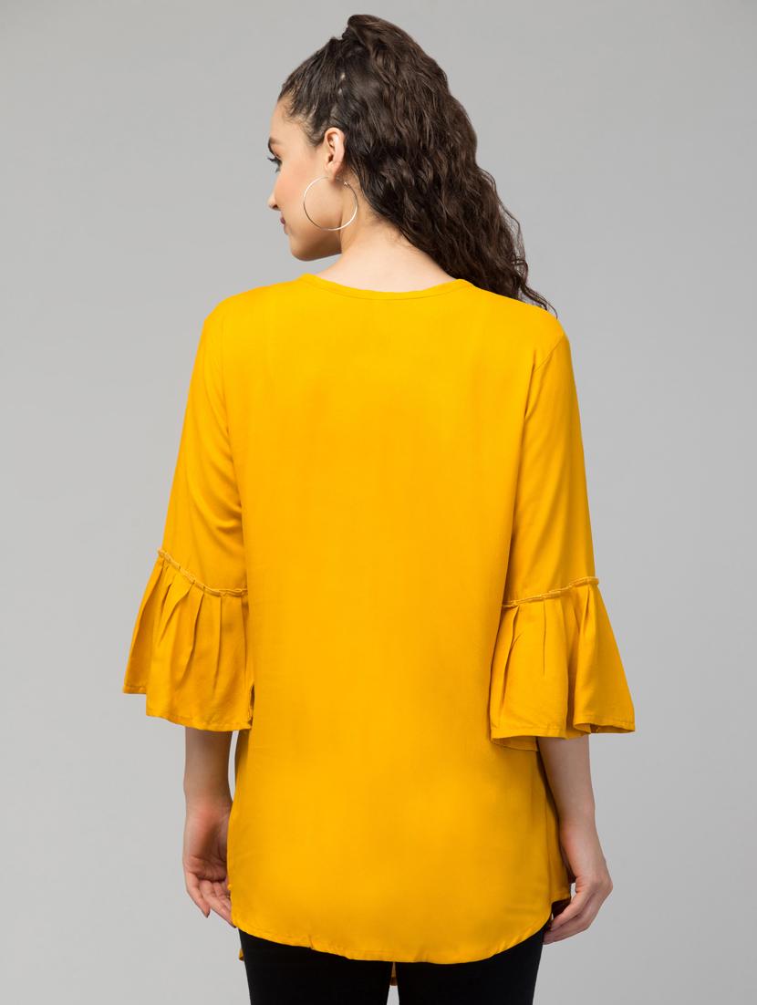 yellow embroidered a-line tunic - 20301331 - Standard Image - 2