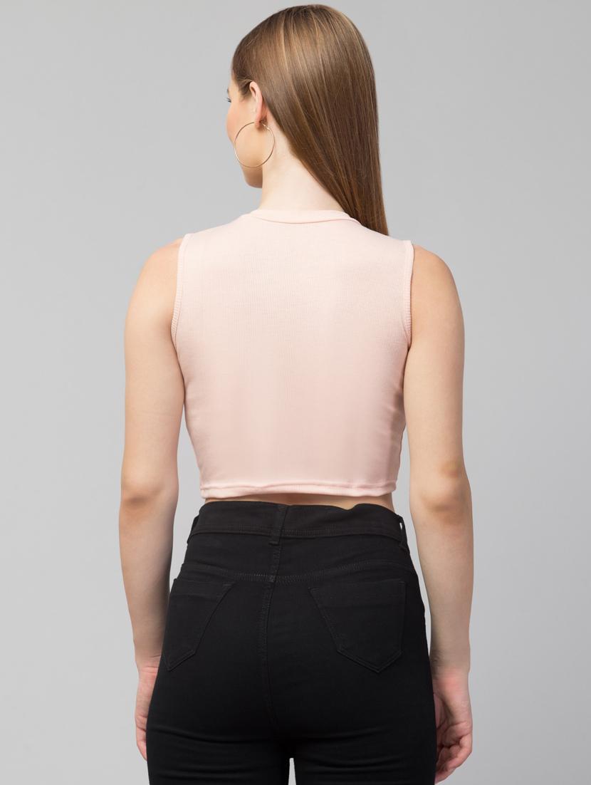 crew neck solid crop top - 20301335 - Standard Image - 2