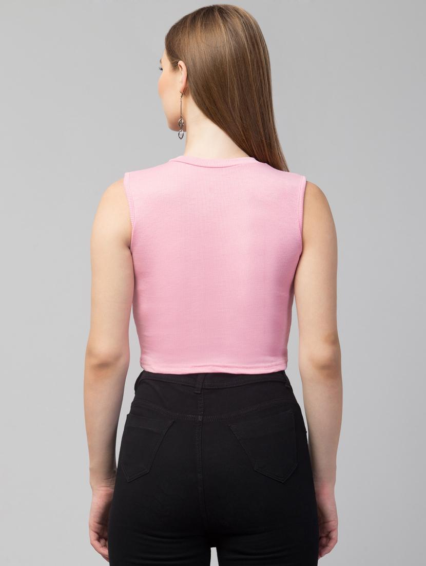 crew neck solid crop top - 20301336 - Standard Image - 2
