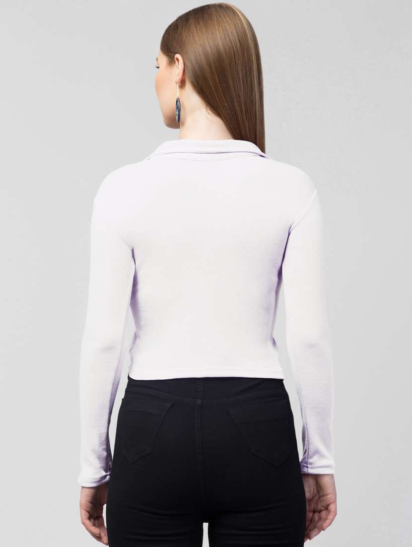 white solid casual top - 20301355 - Standard Image - 2