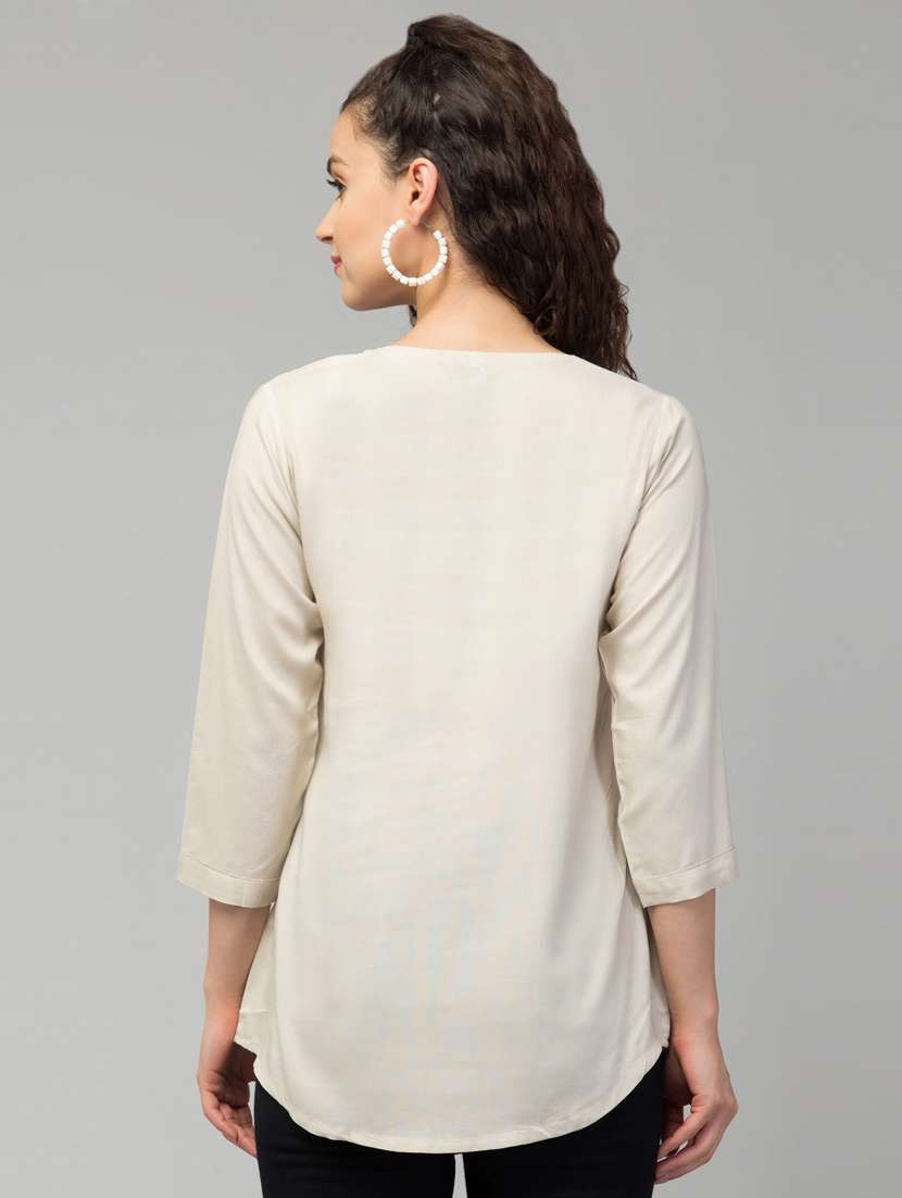 beige viscose a-line tunic - 20301376 -  Standard Image - 2