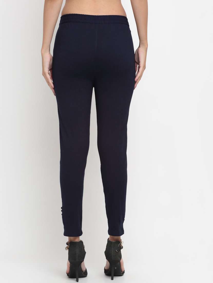 women mid rise solid flat front trouser - 20301390 -  Standard Image - 2