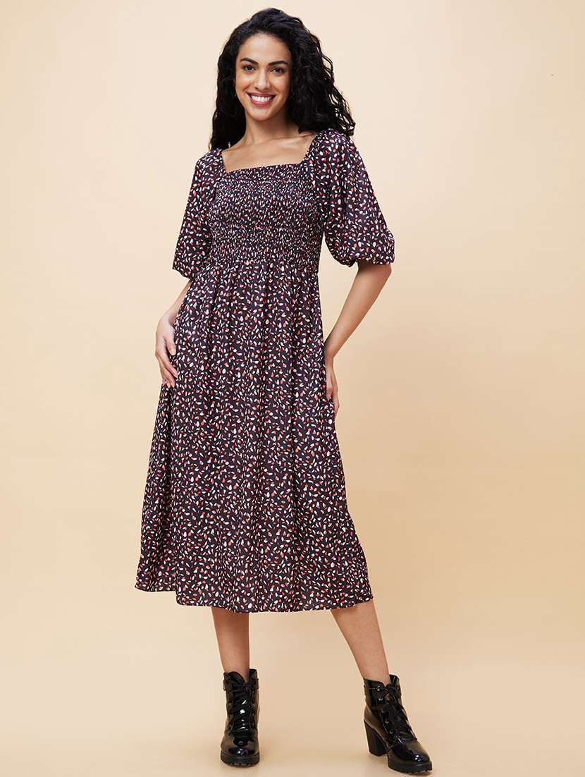 women black polyester fit & flare dress