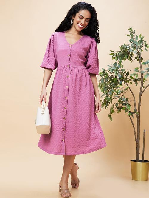 women purple polyester a-line dress - 20301532 - Standard Image - 0
