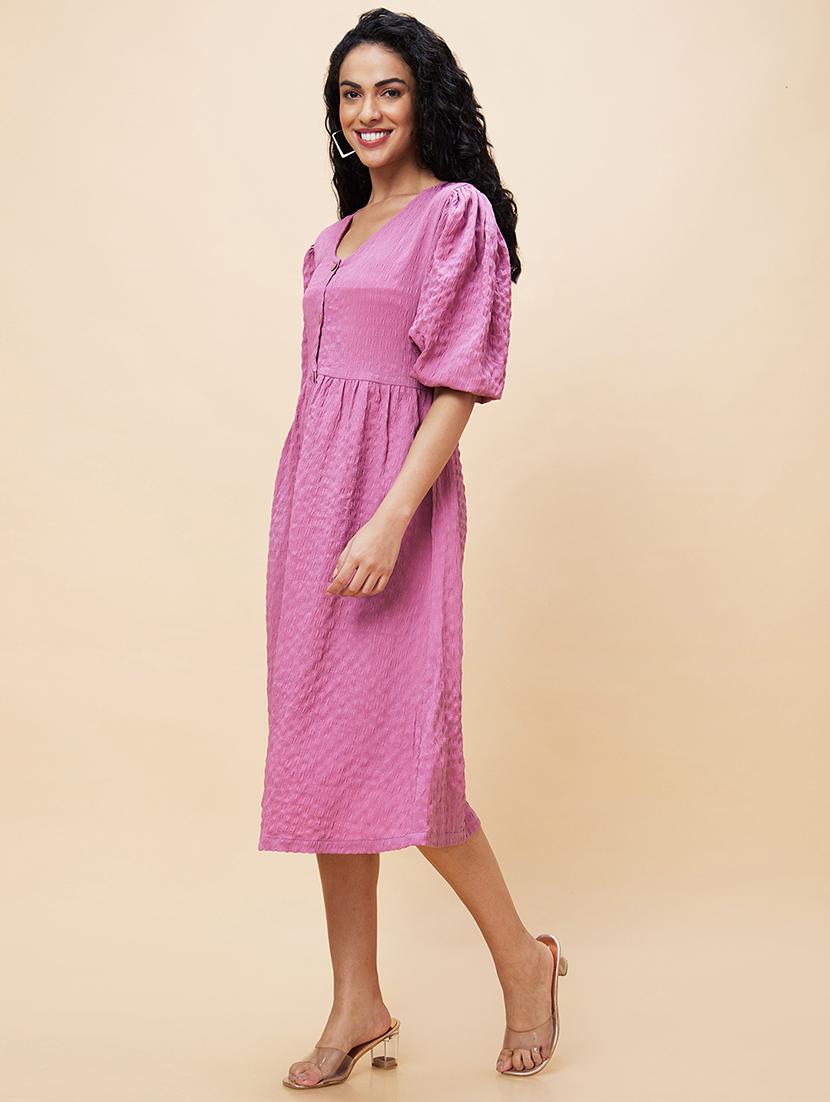 women purple polyester a-line dress - 20301532 - Standard Image - 2