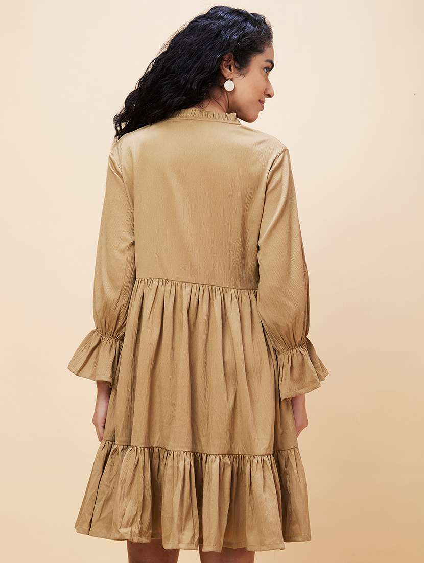 women nude brown polyester a-line dress - 20301538 -  Standard Image - 2