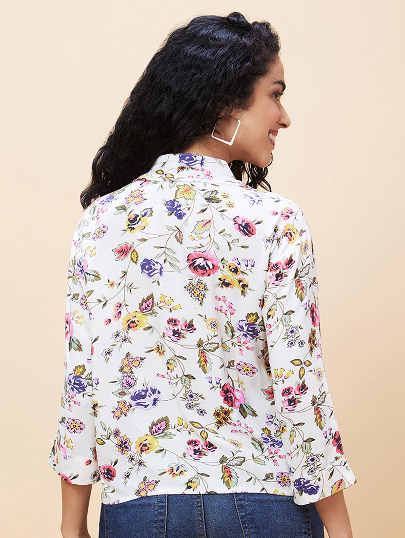 women white viscose regular top - 20301547 - Standard Image - 2