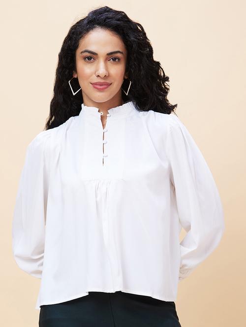 women white polyester regular top - 20301550 -  Standard Image - 0