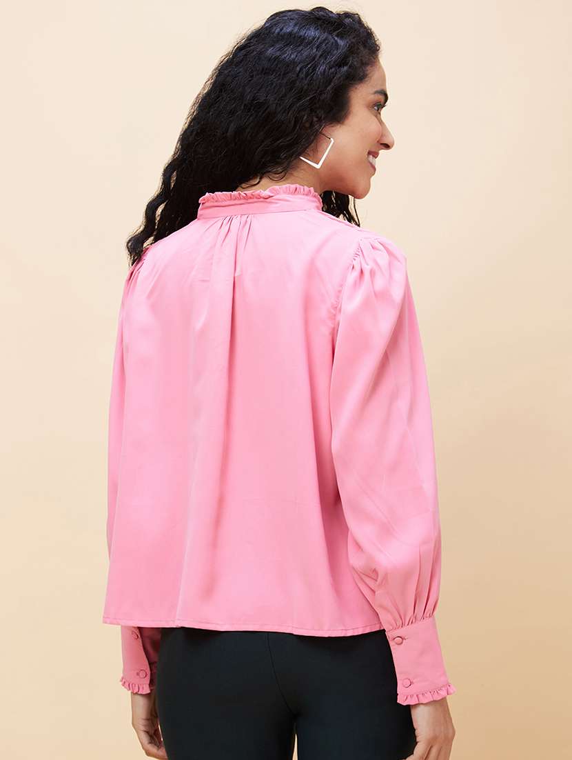 women pink polyester regular top - 20301551 -  Standard Image - 2