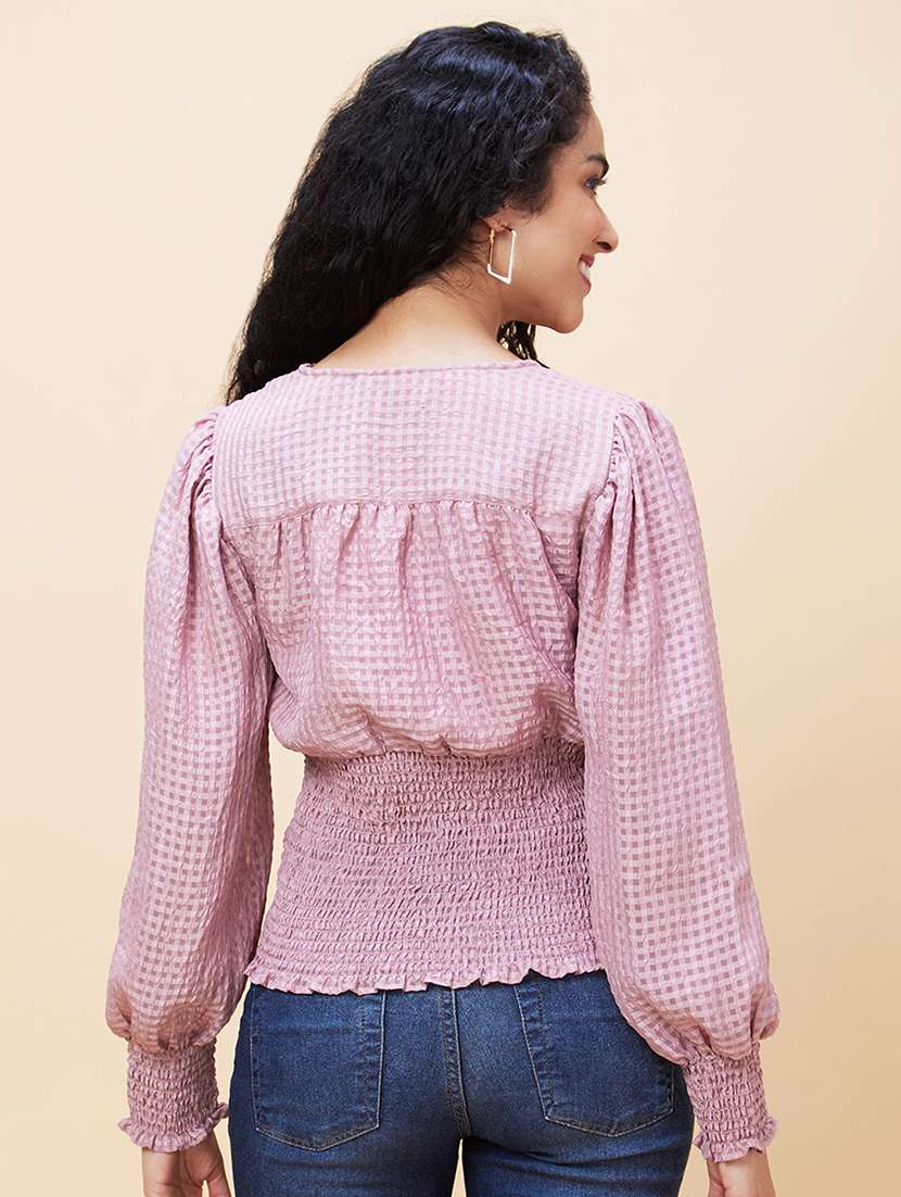 women pink polyester regular top - 20301555 -  Standard Image - 2