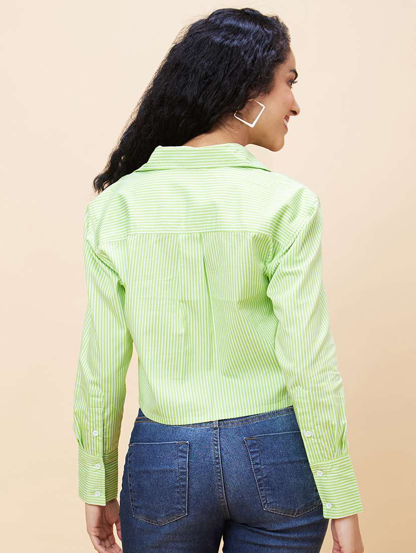 women green cotton shirt style top - 20301557 -  Standard Image - 2