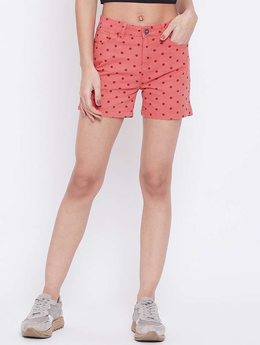 coral polka dots tailored short - 20301894 -  Zoom Image - 0