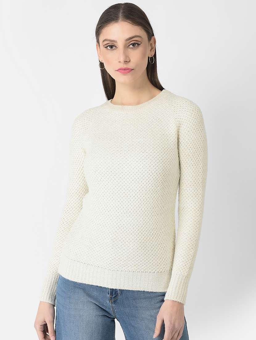 white self design pullover