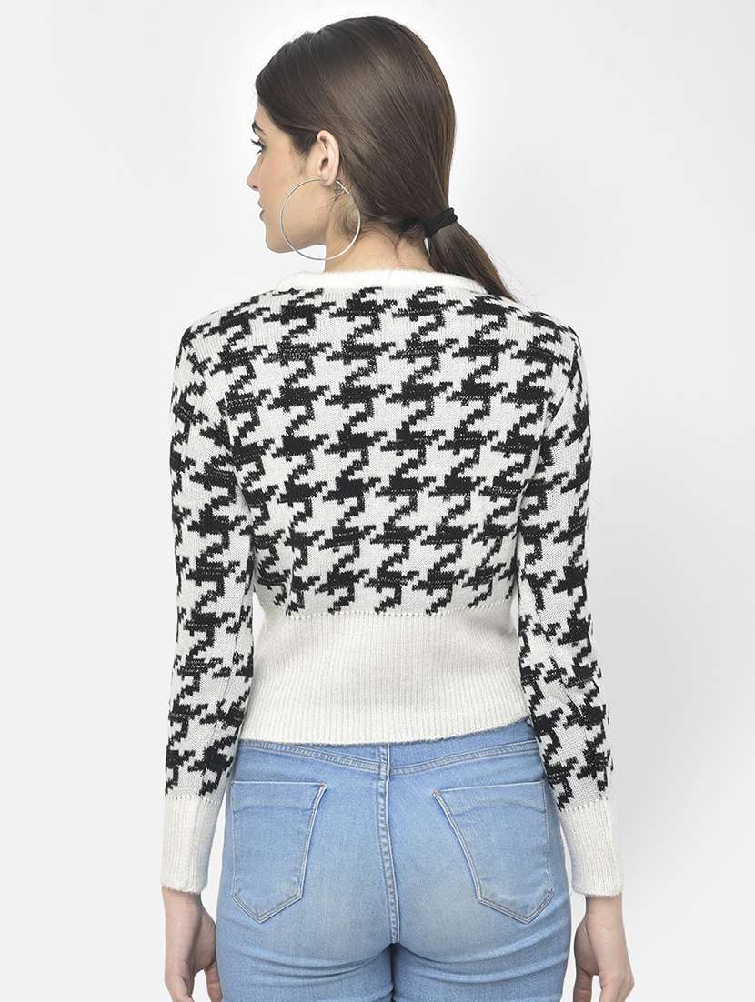 white houndstooth pullover - 20301950 -  Standard Image - 2