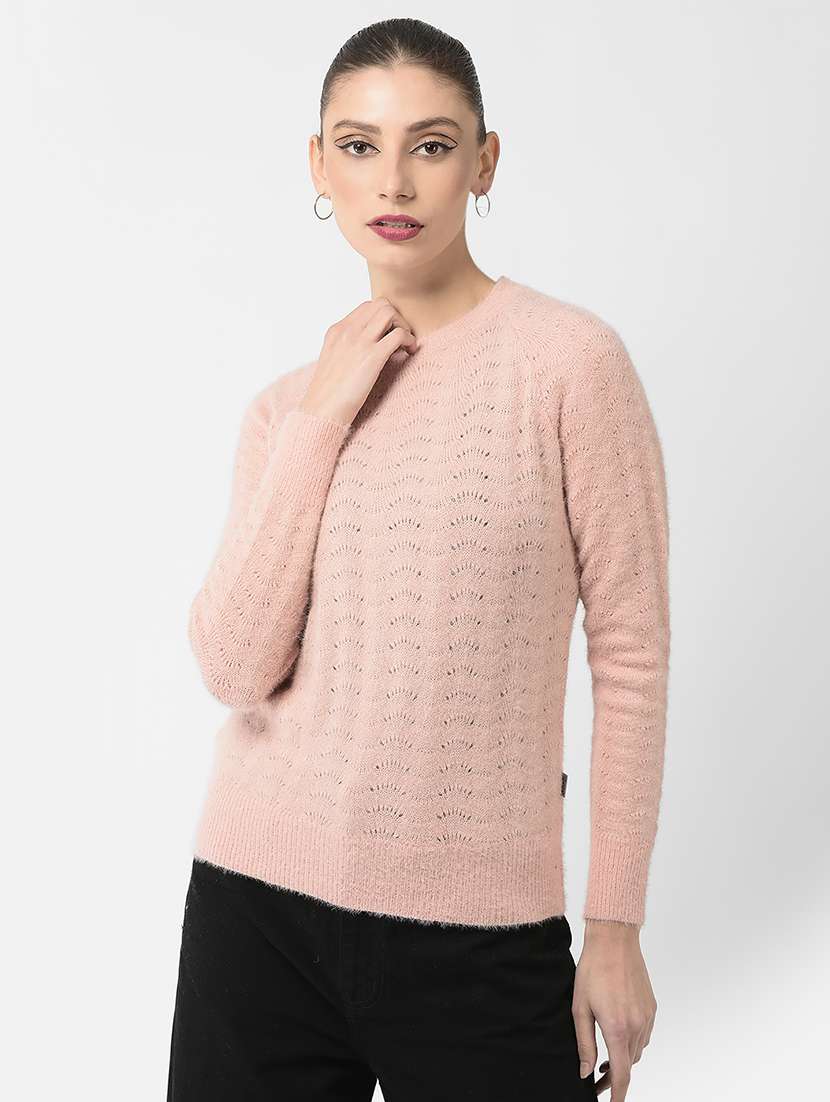 peach self design pullover