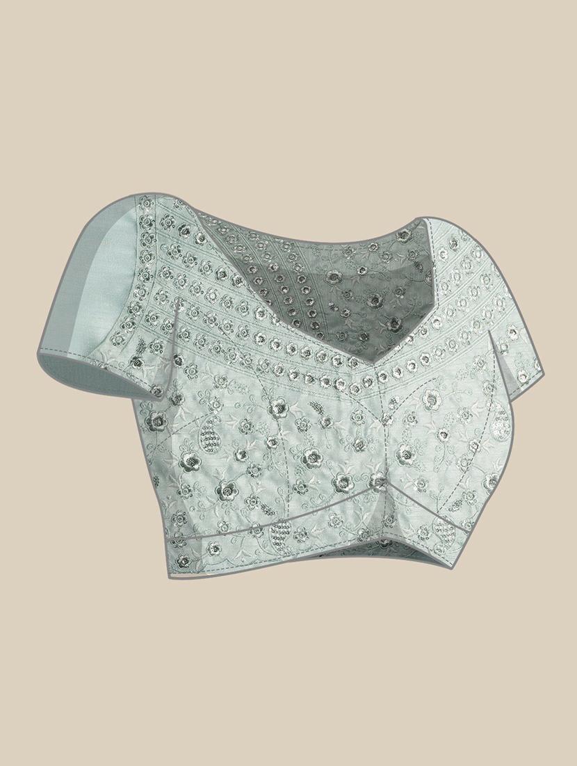 light blue colored embroidered saree with blouse - 20302573 - Standard Image - 2