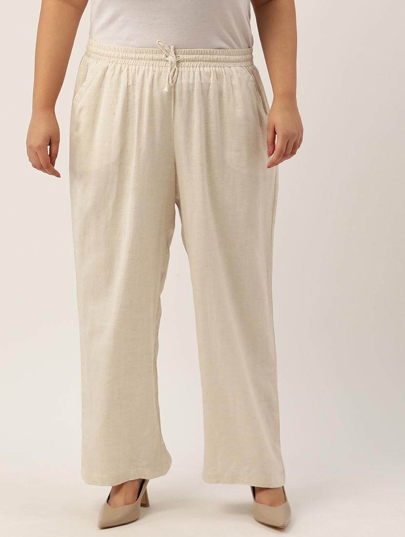 off white linen relaxed fit palazzo - 20302751 -  Zoom Image - 0