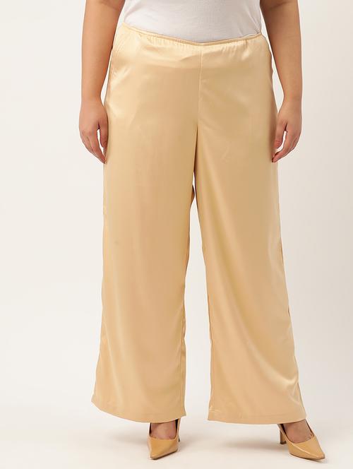 beige linen relaxed fit palazzo - 20302752 -  Standard Image - 0