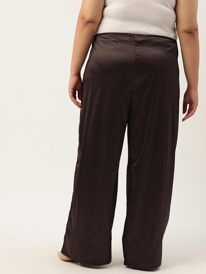 brown linen relaxed fit palazzo - 20302754 - Standard Image - 2
