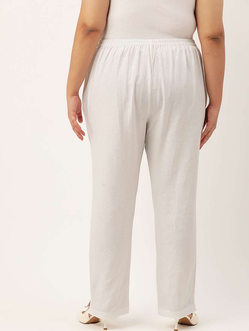 white linen flat front trousers  - 20302758 -  Standard Image - 2