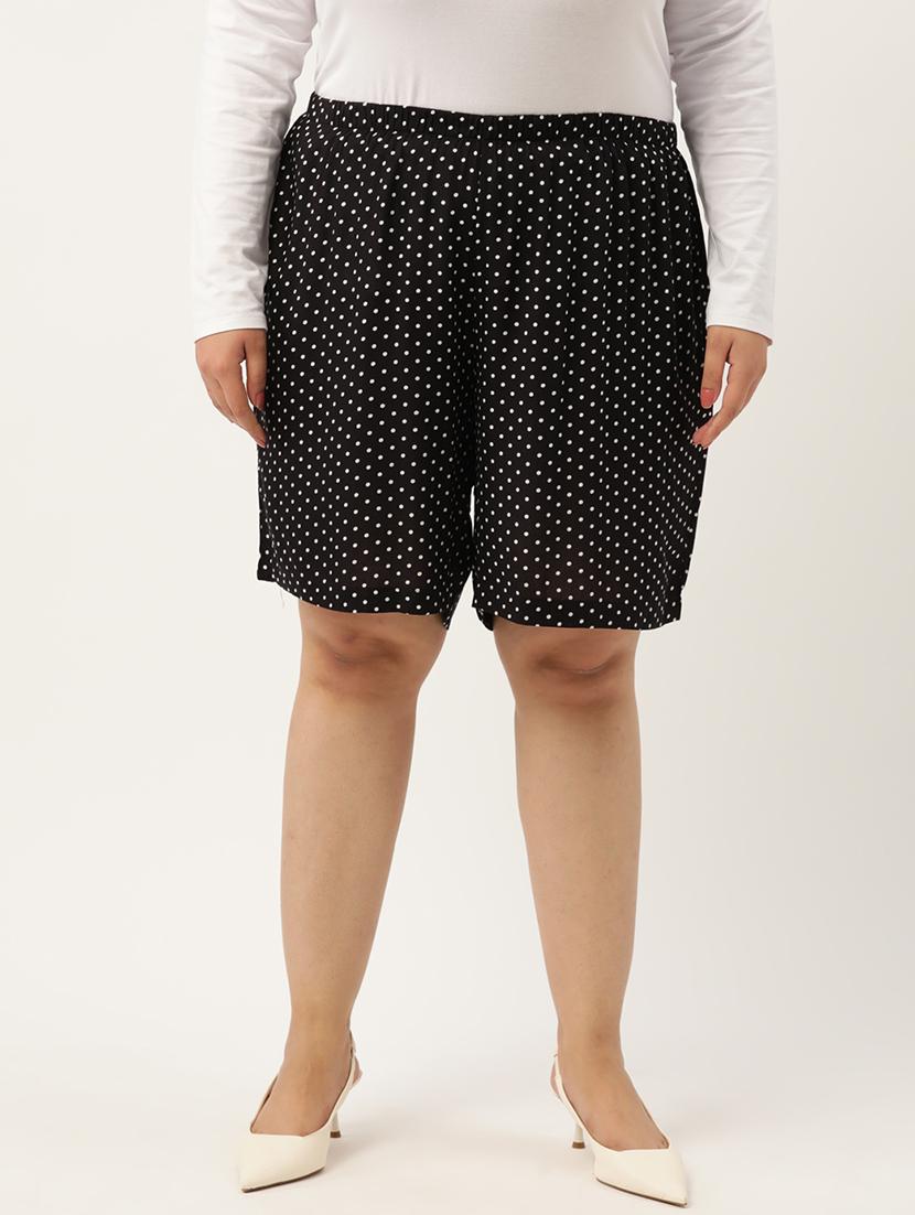 black polka doted knee length short - 20302775 - Zoom Image - 0