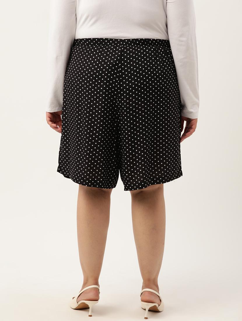 black polka doted knee length short - 20302775 - Standard Image - 2