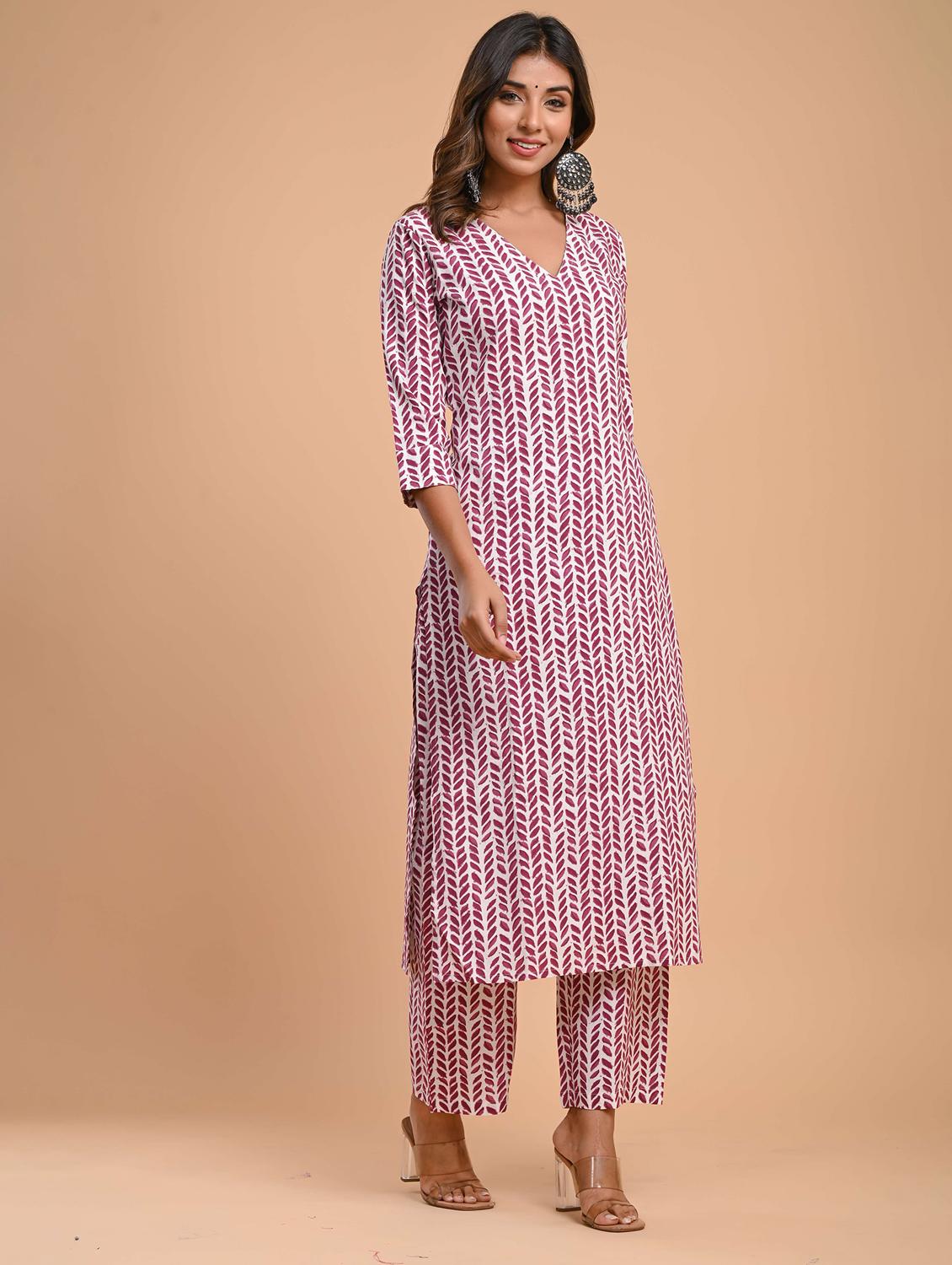 purple colored kurta palazzo set - 20302810 - Standard Image - 2