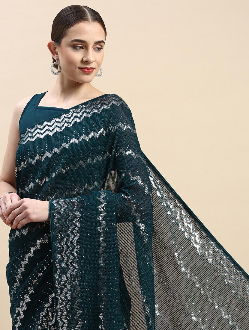 women's green colored saree with blouse - 20303121 - Standard Image - 2