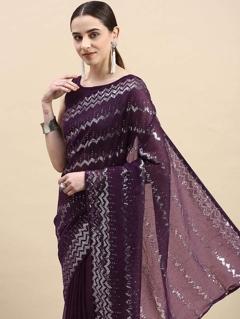 soft georgette saree with sequence embroidery - 20303123 - Standard Image - 2