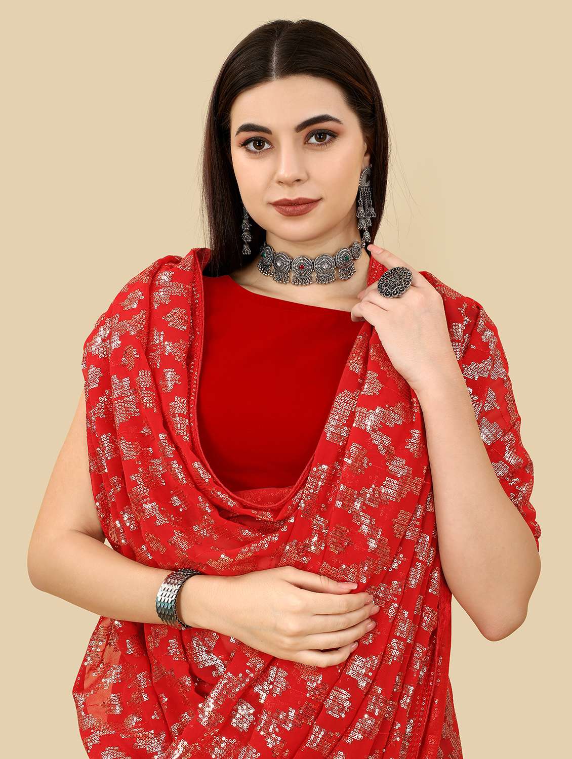 women's embellished saree with blouse - 20303143 -  Standard Image - 2