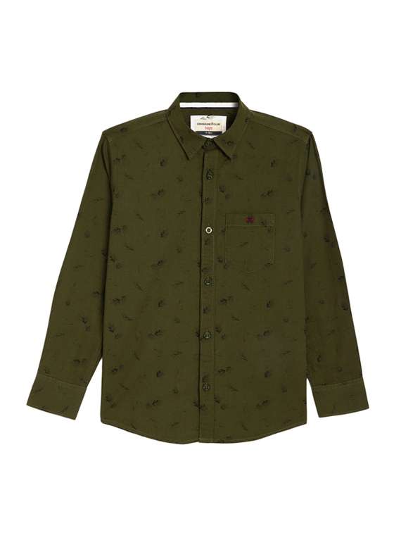 kids olive printed long sleeves shirt