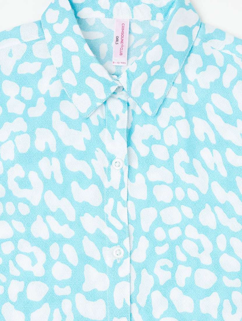 boys light blue animal print 100% viscose shirt - 20304050 -  Standard Image - 2