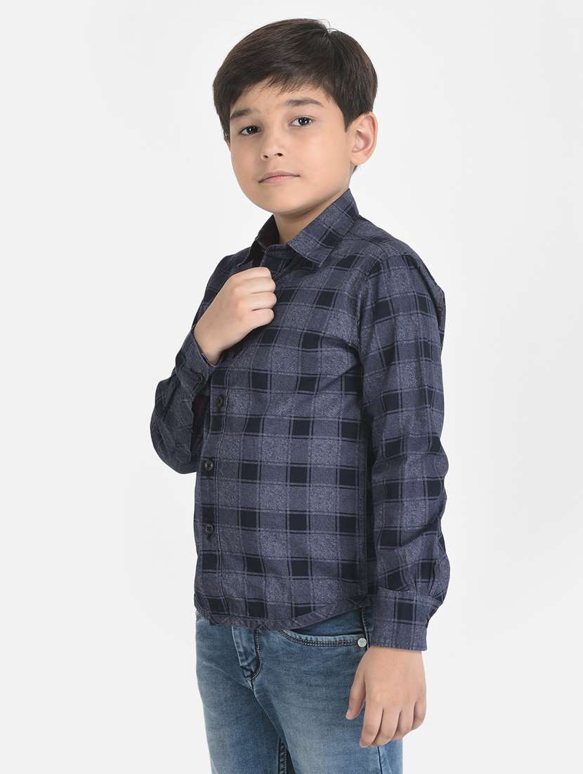 boy blue checkered print long sleeves shirt - 20304052 -  Standard Image - 2