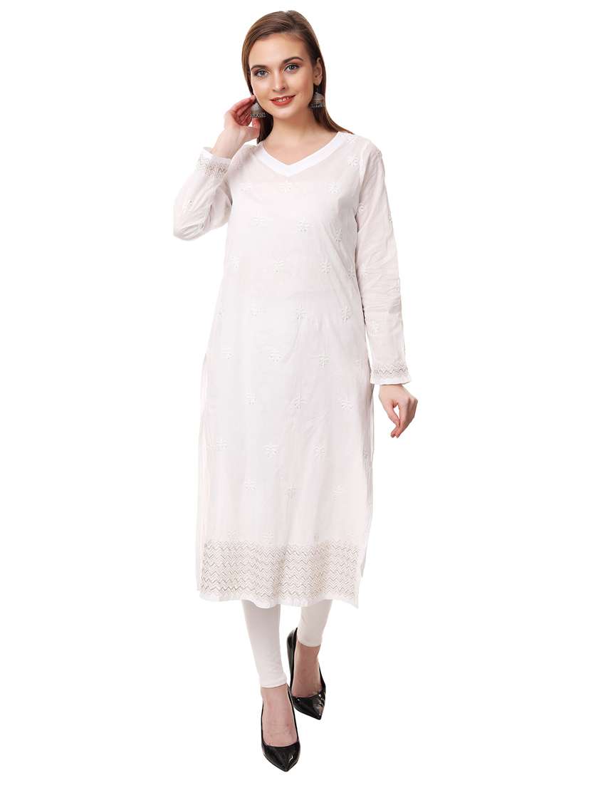 white colored straight kurta
