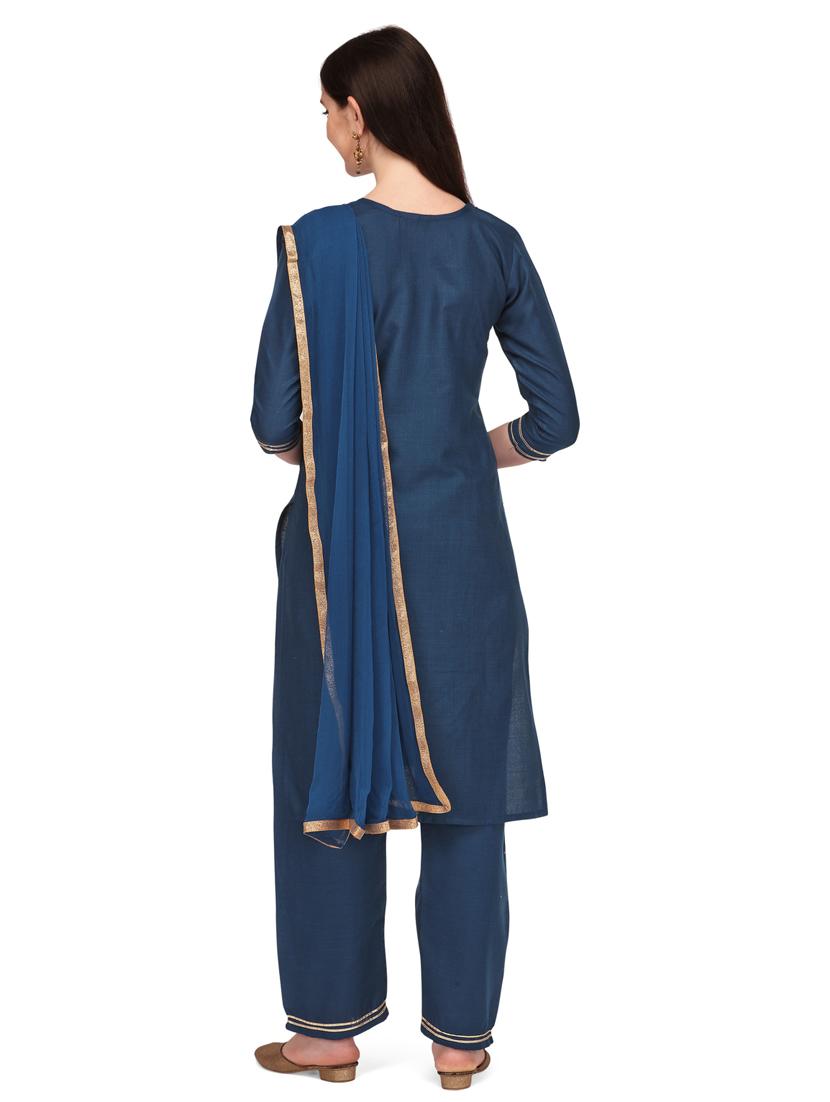 teal colored kurta dupatta set - 20304882 - Standard Image - 2