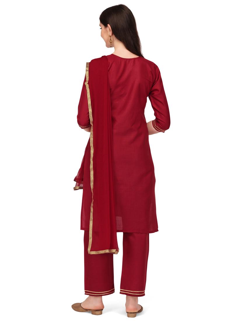 red colored kurta dupatta set - 20304883 - Standard Image - 2