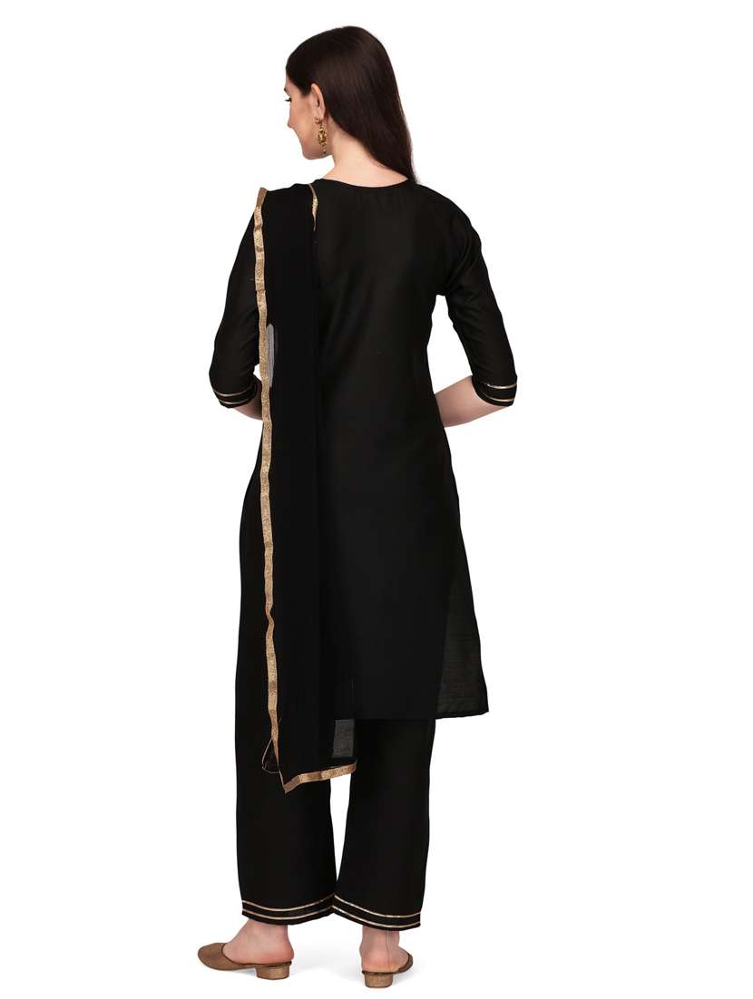 black colored kurta dupatta set - 20304884 -  Standard Image - 2