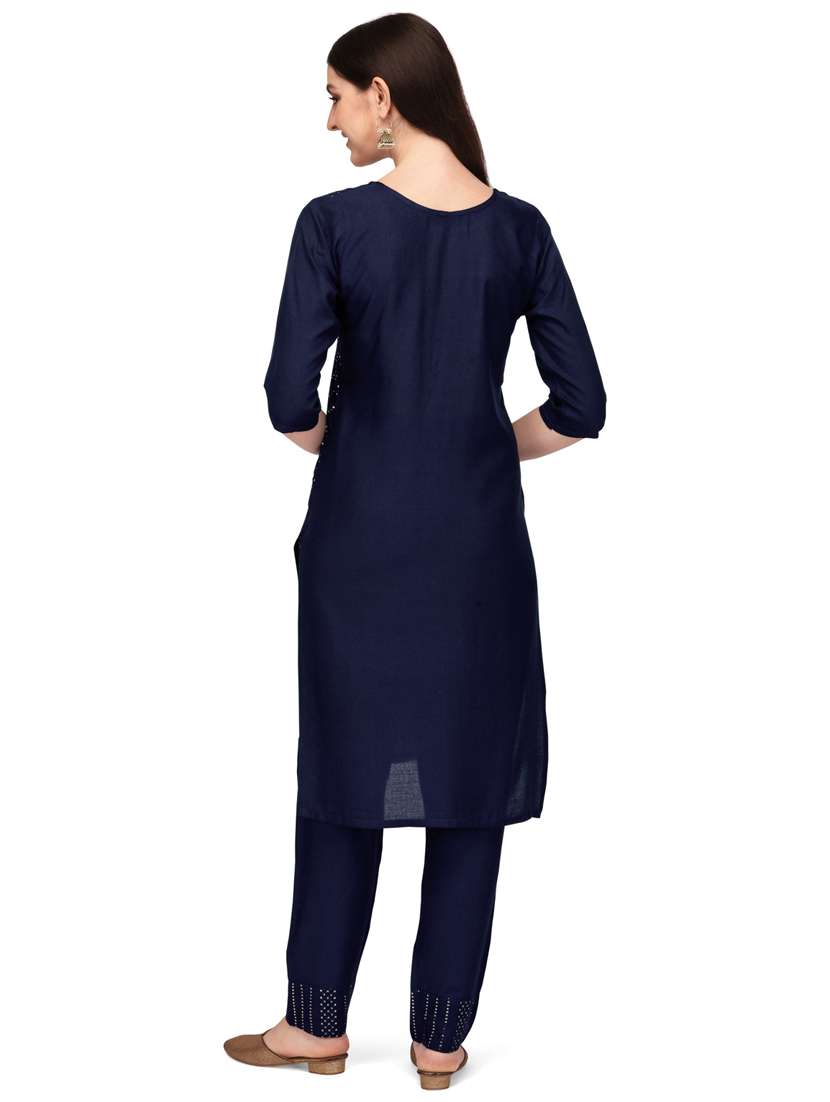 navy blue colored kurta pant set - 20304891 -  Standard Image - 2