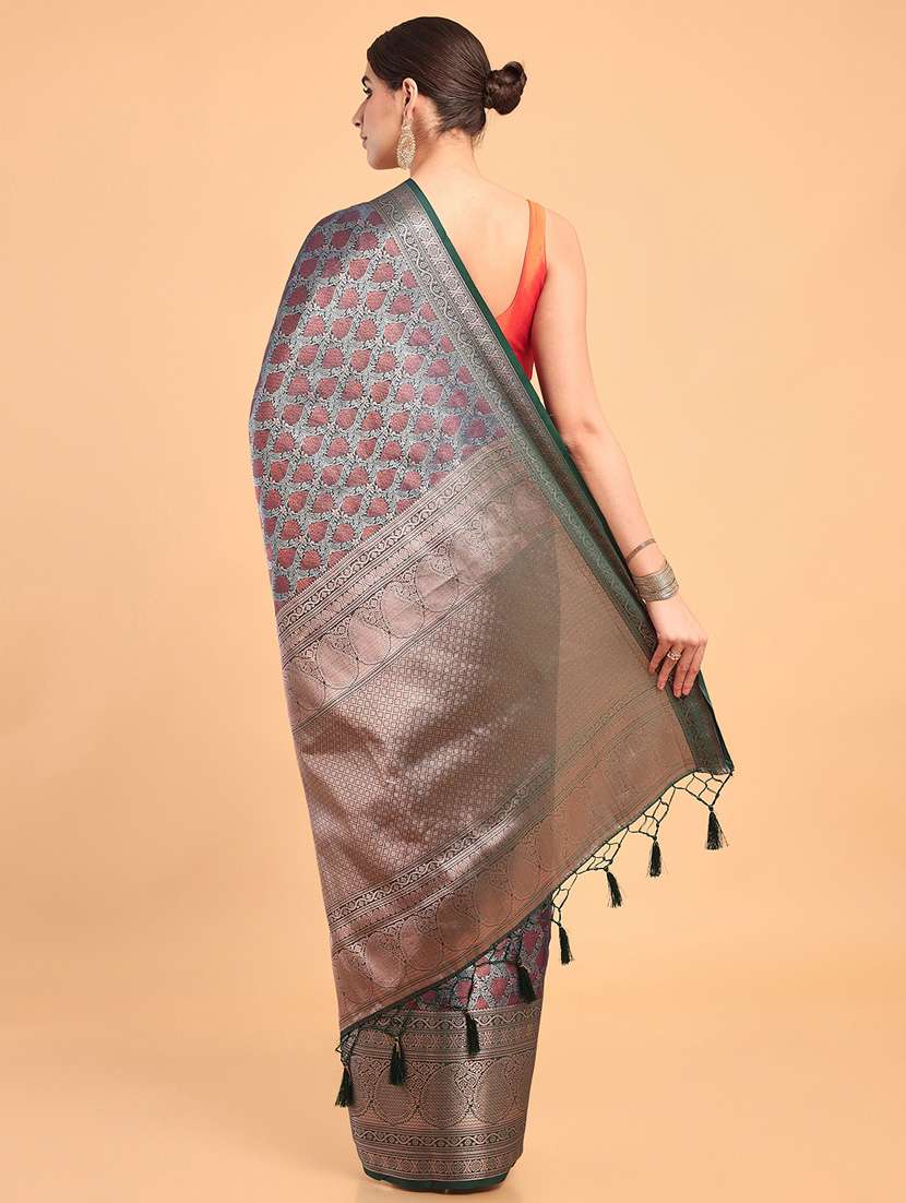 women's self design green colored saree with blouse - 20305138 -  Standard Image - 2