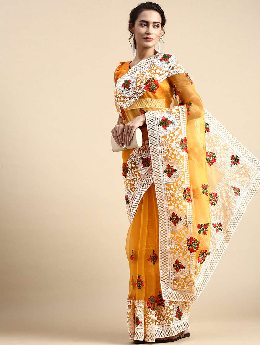 women's embroidered saree with blouse
