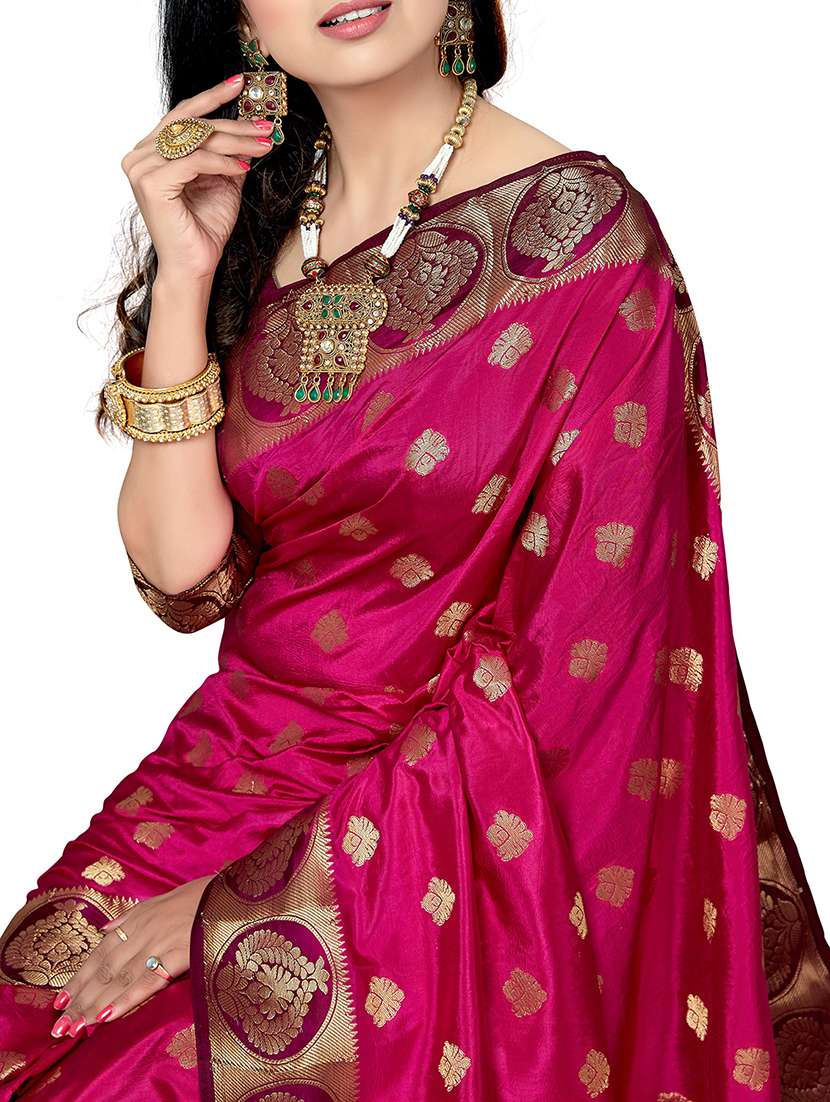 women's self design magenta colored saree with blouse - 20305914 - Standard Image - 2