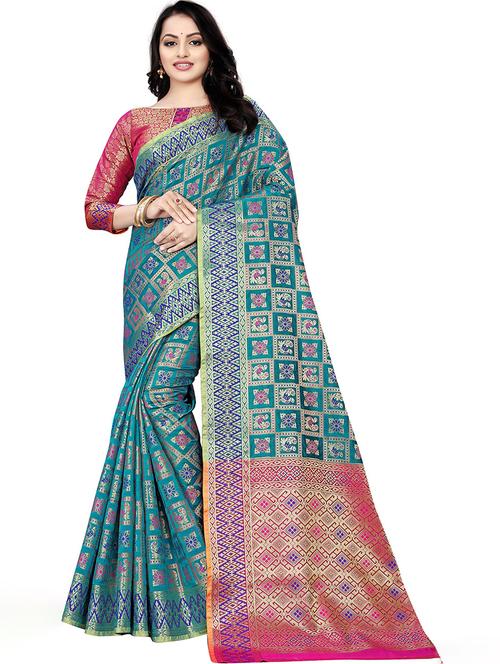 women's banarasi saree with blouse - 20305958 - Standard Image - 0