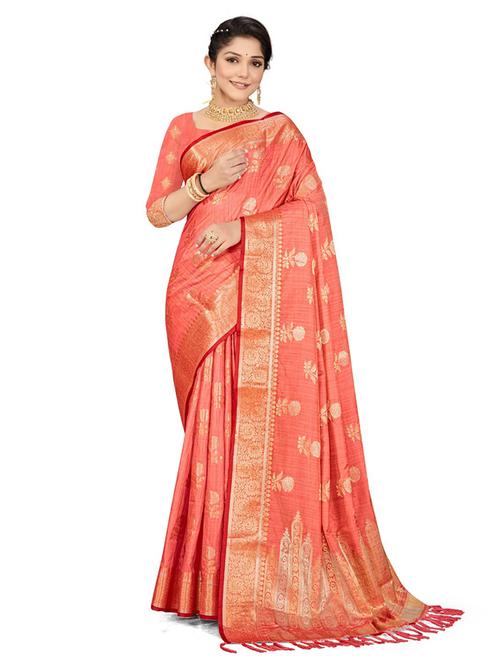 women's self design orange colored saree with blouse - 20306039 - Standard Image - 0