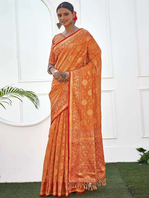 women's banarasi saree with blouse - 20306044 - Standard Image - 0