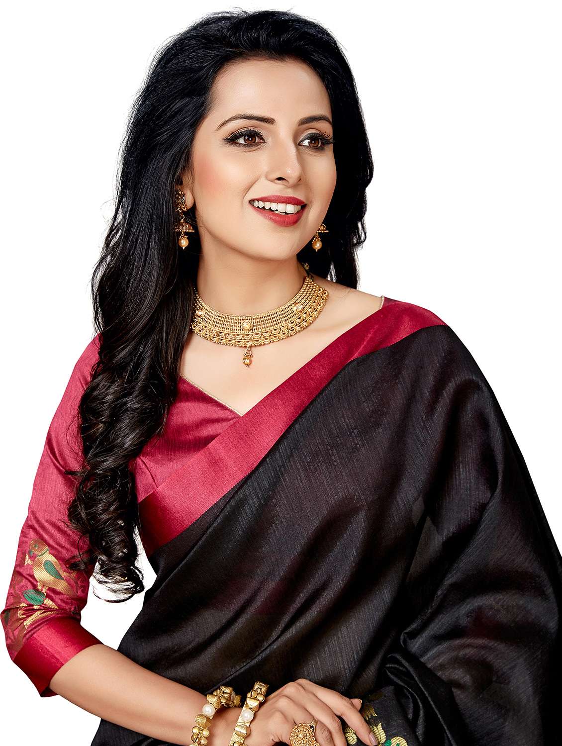 women's self design black colored saree with blouse - 20306045 - Standard Image - 2