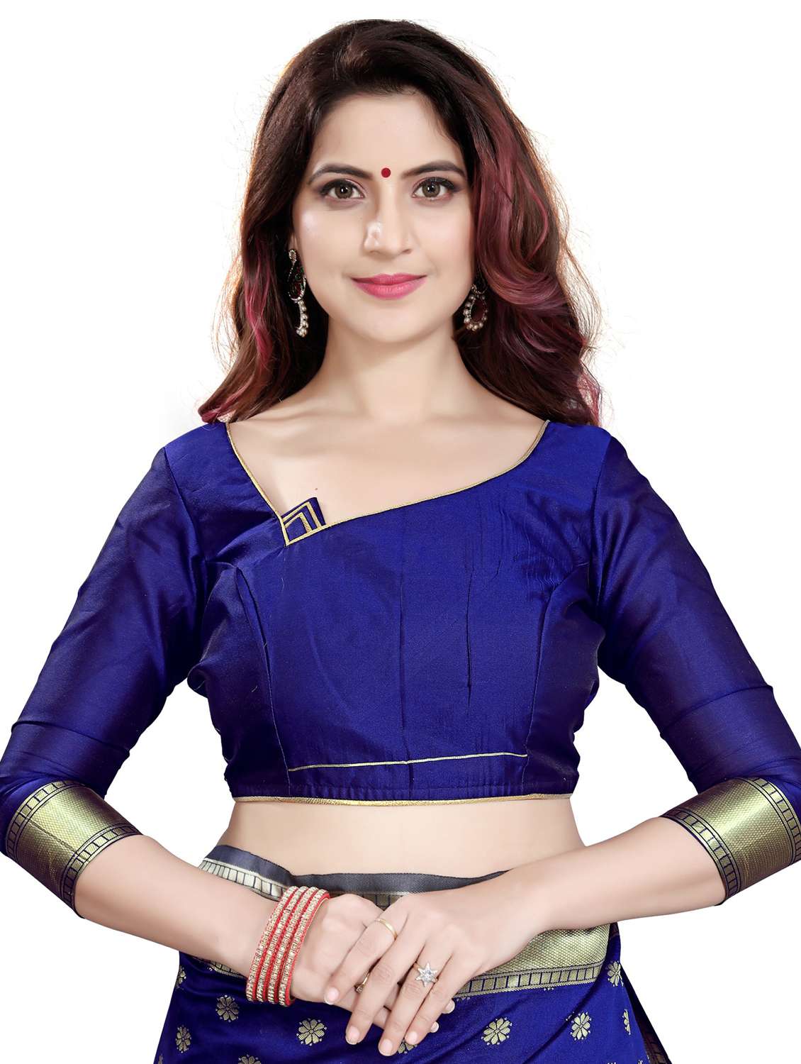 women's self design blue colored saree with blouse - 20306094 -  Standard Image - 2