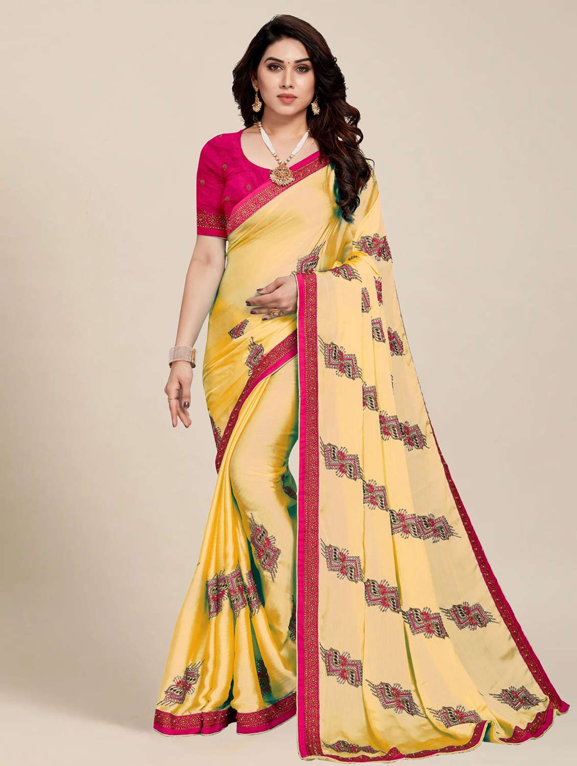 women's embroidered saree with blouse